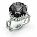 2.1ct Round Cut Black Diamond Infinity Engagement Ring 14k White Gold Finish