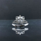 5Ct Round Cut Diamond Floral Lotus Solitaire Engagement Ring 14K White Gold Over