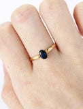 1ct Oval Cut Blue Sapphire Engagement Ring 4 Prong Solitaire 14k YellowGold Over