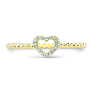 1ct Heart Cut Diamond Engagement Ring Open Heart Bead Shank 14k Yellow Gold Over