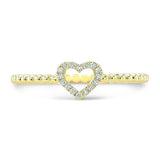 1ct Heart Cut Diamond Engagement Ring Open Heart Bead Shank 14k Yellow Gold Over