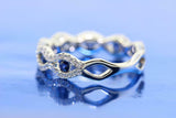 2ct Round Cut Blue Sapphire Wedding Band Ring Infinity Wave 14k WhiteGold Finish