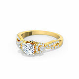 1.6ct Engagement Ring Round Cut Diamond Split Shank Design 14k YellowGold Finish