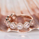 2ct Round Cut Peach Morganite Stylish Halo Engagement Ring 14k Rose Gold Finish