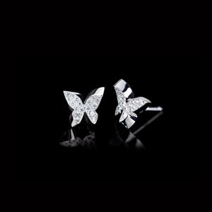 1ct Round Cut VVS1 Diamond Butterfly Party Stud Earrings 14k White Gold Finish