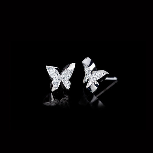 1ct Round Cut VVS1 Diamond Butterfly Party Stud Earrings 14k White Gold Finish