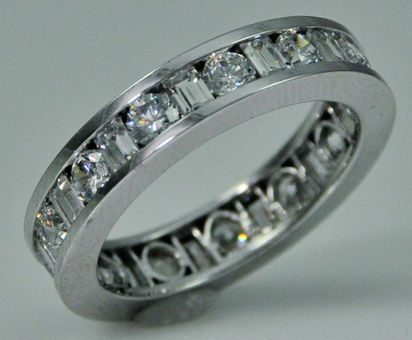 4Ct Round Baguette Cut Diamond Full Eternity Wedding Band 18K White Gold Finish