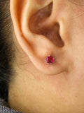 1Ct Round Cut Pink Ruby Classic Solitaire Stud Earrings 14K White Gold Finish