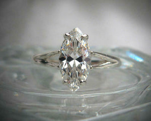 Split Shank Solitaire Engagement Ring 2.5ct Marquise Diamond 14k White Gold Over