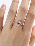 1.5ct Round Cut Peach Morganite Engagement Ring Stylish Halo 14k RoseGold Finish