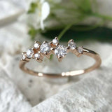 Cluster Minimalist Engagement Ring 1.3ct Round Cut Diamond 18k Rose Gold Finish