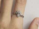 1.5ct Pear Cut Diamond Engagement Ring 14k White Gold Finish Crown Bridal Set