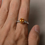 1.5ct Oval Cut Yellow Citrine Engagement Ring 14k White Gold Over Diamond Accent