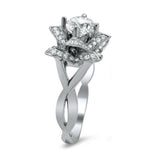 4Ct Round Cut VVS1/D Diamond Floral Cocktail Engagement Ring 14K White Gold Over