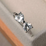 1.2ct Engagement Ring Heart Cut Diamond Bow Knot Design 14k White Gold Finish