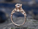 1.5ct Round Peach Morganite Engagement Ring 14k RoseGold Finish Accent Solitaire