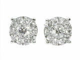 0.33ct Round Cut VVS1D Diamond Halo Floral Stud Earrings 14k Yellow Gold Finish