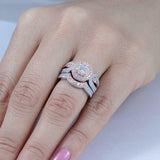 5Ct Round Cut Diamond Bridal Set Stylish Halo Ring Band 14K Dual Gold Finish