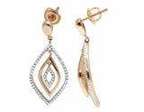 0.37ct Round Cut Diamond Stylish Halo Dangle Earrings Women 14k Rose Gold Finish