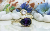 1.4ct Engagement Ring Pear Cut Purple Amethyst Open Cuff 14k Yellow Gold Finish