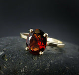 2.5ct Oval Cut Red Garnet 4 Prong Solitaire Engagement Ring 14k Yellow Gold Over