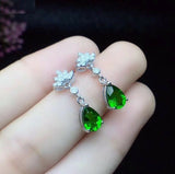 2ct Pear Cut Green Peridot Diamond Stylish Tear Drop Earrings 14k WhiteGold Over