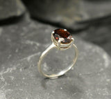 1.2ct Engagement Ring Oval Cut Red Garnet Solitaire Design 14k White Gold Finish