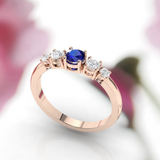 2.6ct Round Cut Blue Sapphire Engagement Ring 14k Rose Gold Finish Five Stone