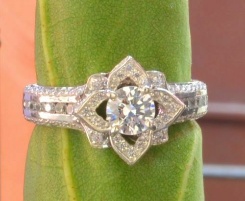 5Ct Round Cut DVVS1 Diamond Floral Inspired Engagement Ring 14K White Gold Over