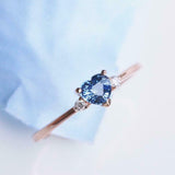 1ct Heart Blue Aquamarine Engagement Ring Minimalist Trilogy 14k White Gold Over