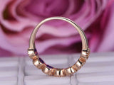 1ct Round Cut Amethyst Wedding Band Half Eternity Milgrain 14k Rose Gold Finish