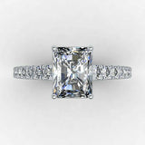 2.7ct Radiant Diamond Round Accent Solitaire Engagement Ring 14k White Gold Over