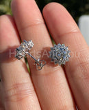 2ct Round Cut Moissanite Halo Cluster Stud Women Earrings 14k White Gold Plated