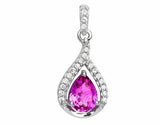 0.15ct Pear Cut Pink Sapphire Pendant Teardrop 14k White Gold Finish NO CHAIN