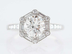 2.3ct Round Cut Diamond Halo Engagement Ring 14k White Gold Finish Round Accents