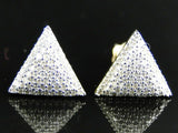 0.6ct Round Cut VVS1 Diamond Triangle Cluster Stud Earrings 14k Yellow Gold Over