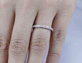 1.3ct Round Cut Diamond Wedding Band Half Eternity Stackable 14k White Gold Over