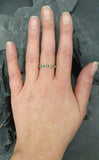 1ct Wedding Band Round Cut Green Peridot Half Eternity 14k White Gold Finish