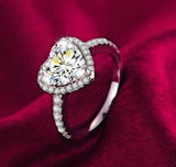 3Ct Heart Cut Diamond Halo Round Accents Engagement Ring 14K White Gold Finish