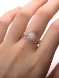 1.8ct Round Cut Diamond Engagement Ring Art Deco Milgrain 14k Rose Gold Finish