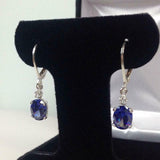 2Ct Oval Cut Blue Sapphire Diamond Elegant Drop Earrings 14K White Gold Finish