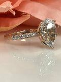 1.5ct Pear Cut Diamond Accents Solitaire Engagement Ring 14k Rose Gold Finish