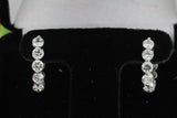 Floating Five Stone Hoop Earrings 0.9ct Round Cut Diamond 14k White Gold Finish