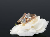 2ct Heart Cut VVS1 Diamond ByPass Two Stone Engagement Ring 14k Rose Gold Finish