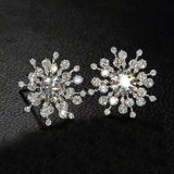 5Ct Round Cut Diamond Snowflake Design Stud Earrings Women 14K White Gold Finish