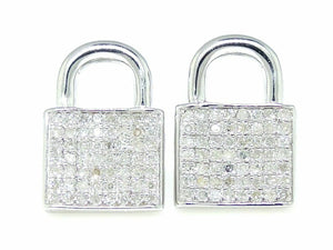 0.6ct Round Cut VVS1D Diamond Lock Design Stud Earrings 14k White Gold Finish