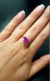 1.5ct Engagement Ring Heart Cut Pink Ruby Solitaire Women 14k White Gold Finish