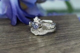 2ct Heart Blue Tanzanite Engagement Ring Claddagh Bridal Set 14k White Gold Over