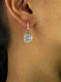 6Ct Emerald Cut Diamond Elegant Dual Halo Drop Earrings 14K Rose Gold Finish