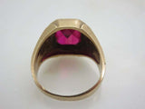 5ct Emerald Cut Pink Ruby Solitaire Mens Engagement Ring 14k Yellow Gold Finish